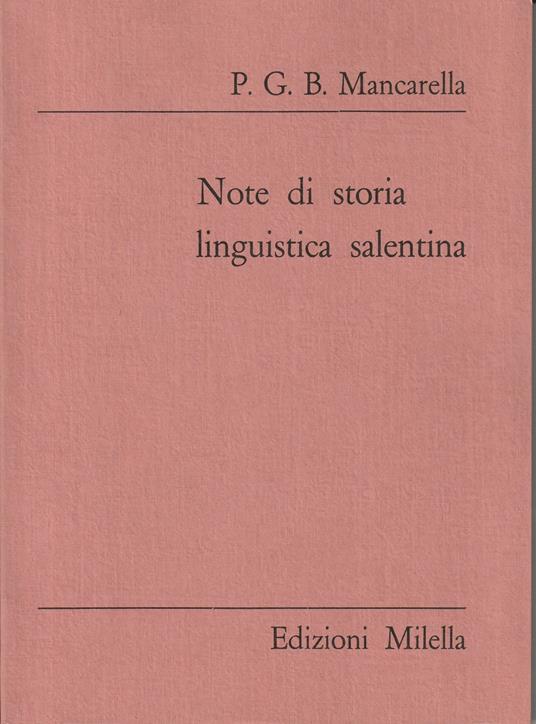 Note di storia linguistica salentina - copertina