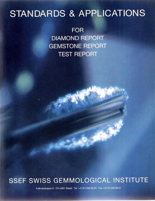 Standards & Applications for diamond report gemstone report test report - copertina