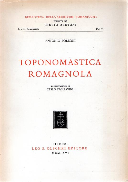 Toponomastica romagnola - copertina