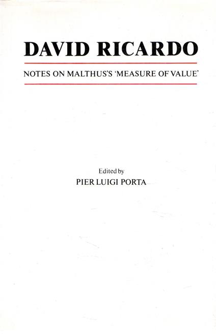 David Ricardo: Notes on Malthus's 'Measure of Value' - copertina