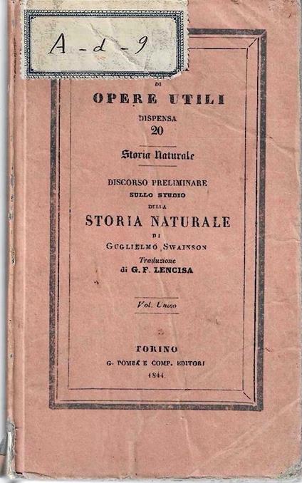 Discorso preliminare sullo studio della Storia Naturale - copertina