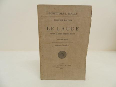 Le laude: secondo la stampa fiorentina del 1490 - Iacopone da Todi - copertina