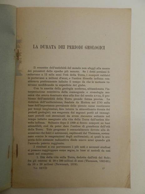 La durata dei periodi geologici - Michele Gortani - 2