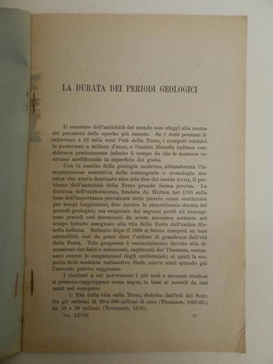 La durata dei periodi geologici - Michele Gortani - 2