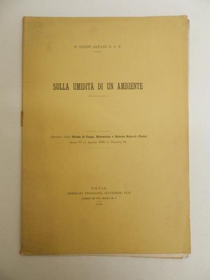 Sulla umidità di un ambiente - Guido Alfani - copertina