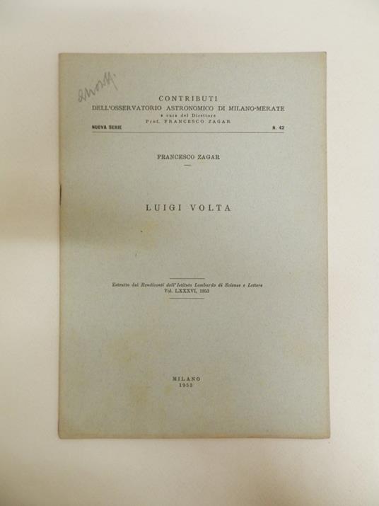 Luigi Volta - Francesco Zagar - copertina