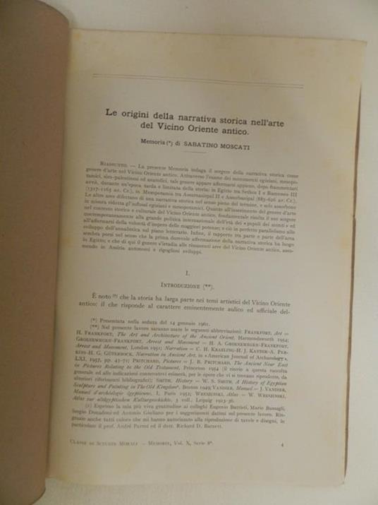 Le origini della narrativa storica nell'arte del Vicino Oriente antico - Sabatino Moscati - 2