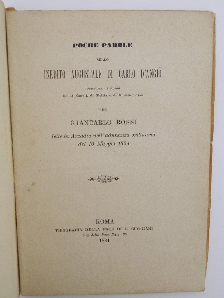 Poche parole sullo inedito augustale di Carlo D'Angiò per Giancarlo Rossi