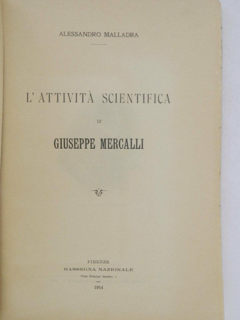 L' attività scientifica di Giuseppe Mercalli