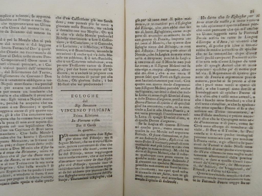 La frusta letteraria di Aristarco Scannabue. Tomo primo che contiene dal n. I sino al n. XII. Tomo secondo che contiene dal n. XIII sino al n. XXIV. Tomo terzo che contiene dal n. XXV sino al n. XXXIII