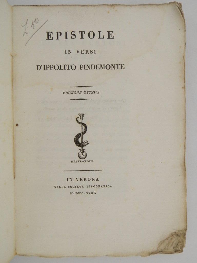 Epistole in versi d'Ippolito Pindemonte. Edizione ottava