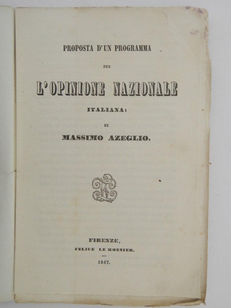 Proposta d'un programma per l'opinione nazionale italiana di Massimo Azeglio