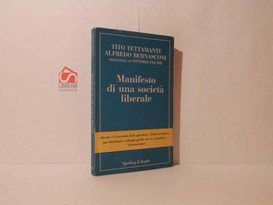 Manifesto di una società liberale - Tito Tettamanti - copertina
