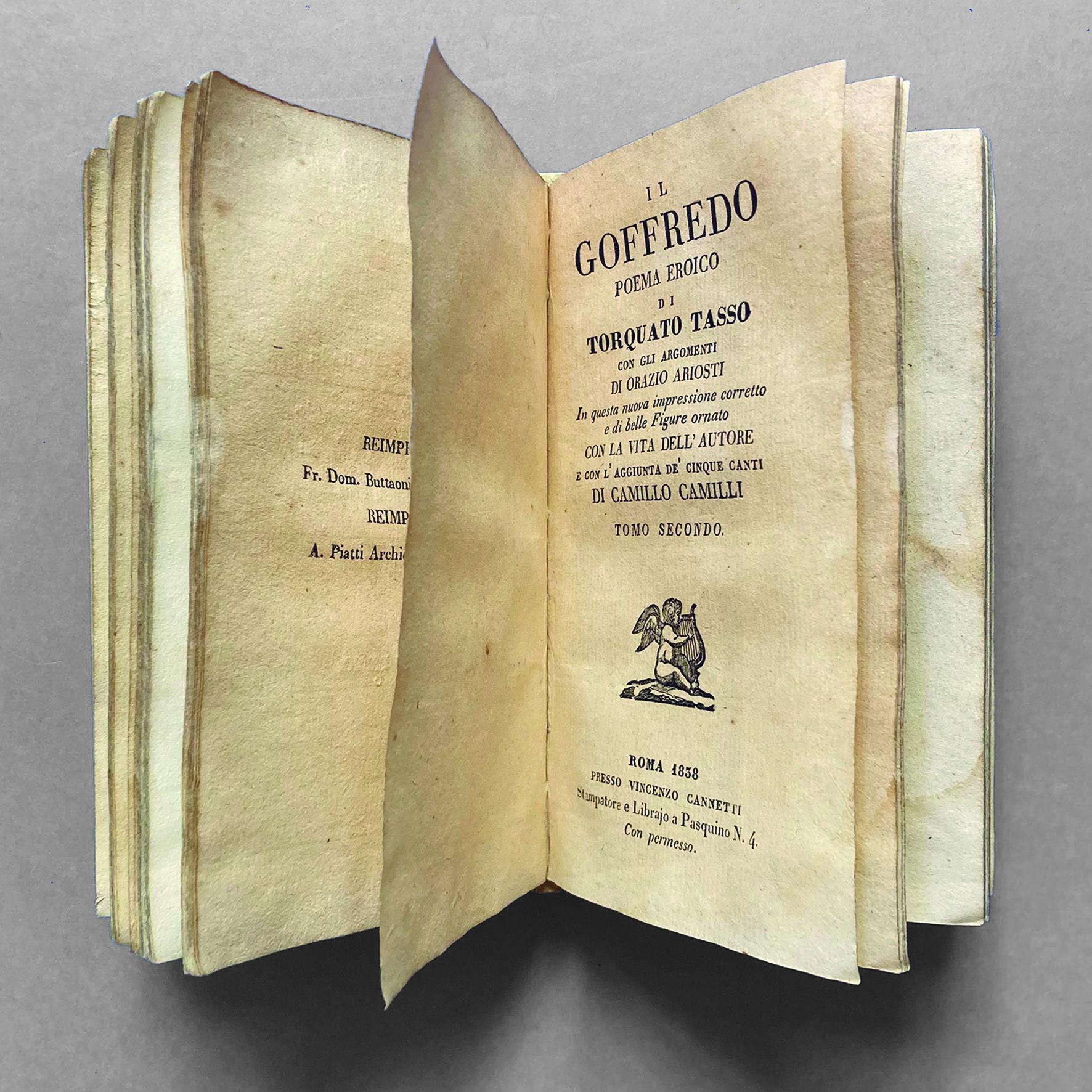 Il Goffredo : poema eroico di Torquato Tasso con gli argomenti di Orazio Ariosti. In questa nuova impressione corretto e di belle figure ornato, con la vita dell'autore e con l'aggiunta de' Cinque canti di Camillo Camilli