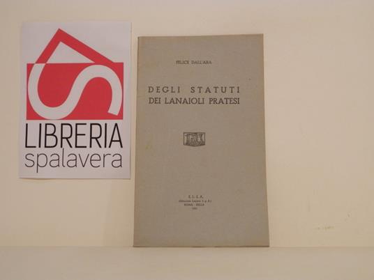 Degli statuti dei lanaioli pratesi - copertina