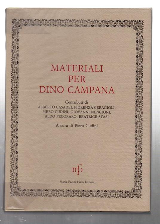 Materiali per dino campana maria pacini - Piero Cudini - copertina