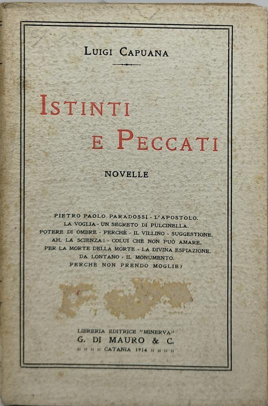 luigi capuana istinti e peccati novelle luigi capuana - copertina