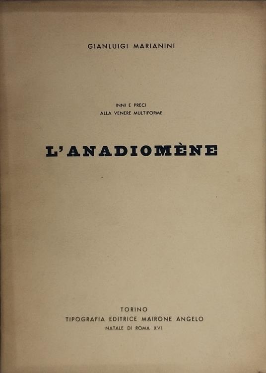 L' anadiomène gianluigi marianini - copertina