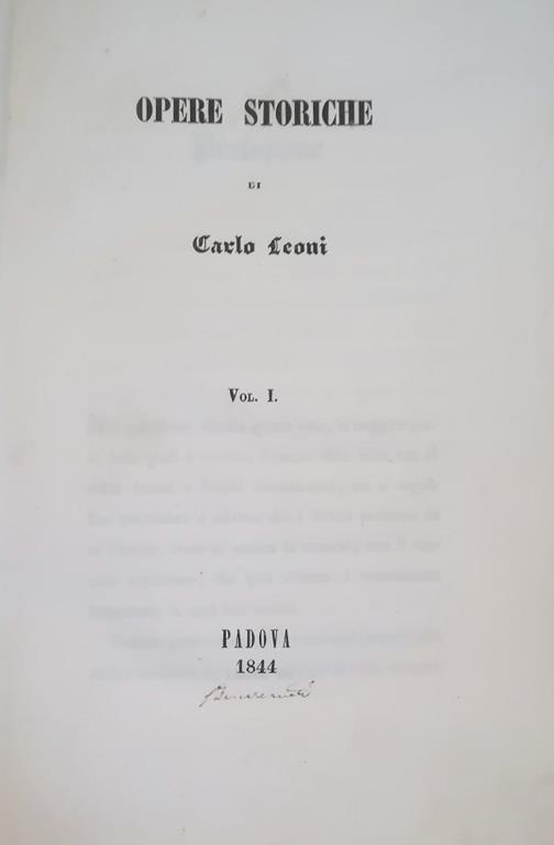 Opere Storiche Di Carlo Leoni - Carlo Leoni - copertina