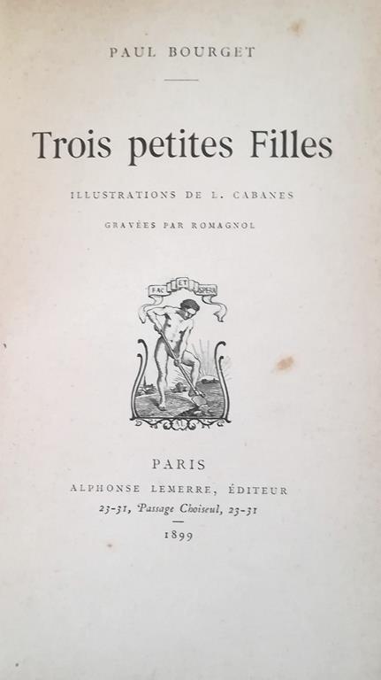 Trois Petites Filles - Paul Bourget - copertina