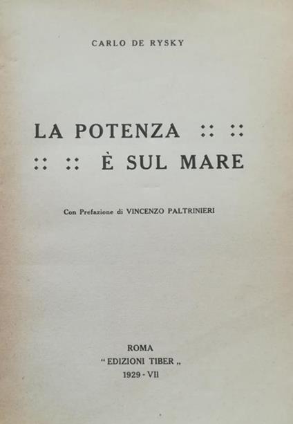 La Potenza È Sul Mare - Carlo De Rysky - copertina