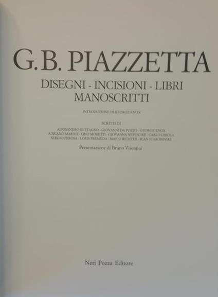 G. B. Piazzetta: Disegni, Incisioni, Libri, Manoscritti - copertina