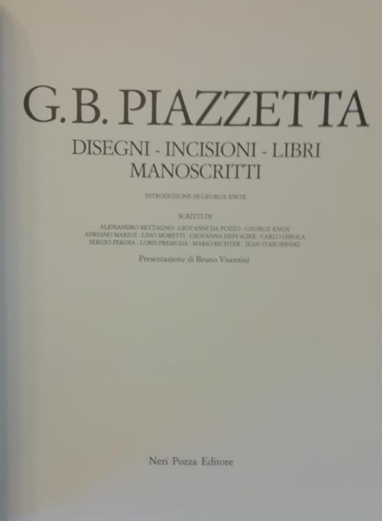 G. B. Piazzetta: Disegni, Incisioni, Libri, Manoscritti - copertina