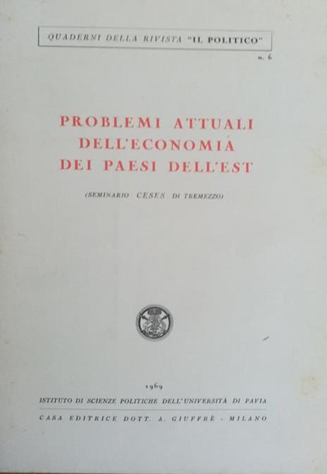 Problemi Attuali Dell'Economia Nei Paesi Dell'Est - copertina