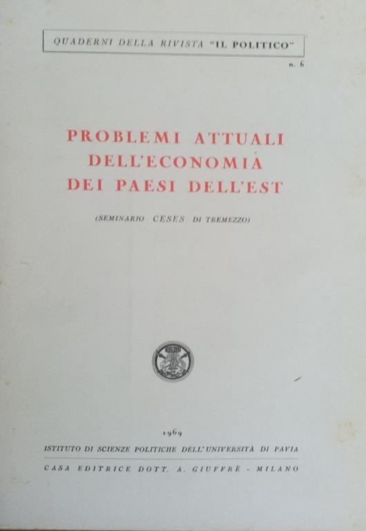 Problemi Attuali Dell'Economia Nei Paesi Dell'Est - copertina