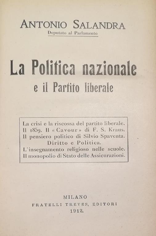 La Politica Nazionale E Il Partito Liberale - Antonio Salandra - copertina