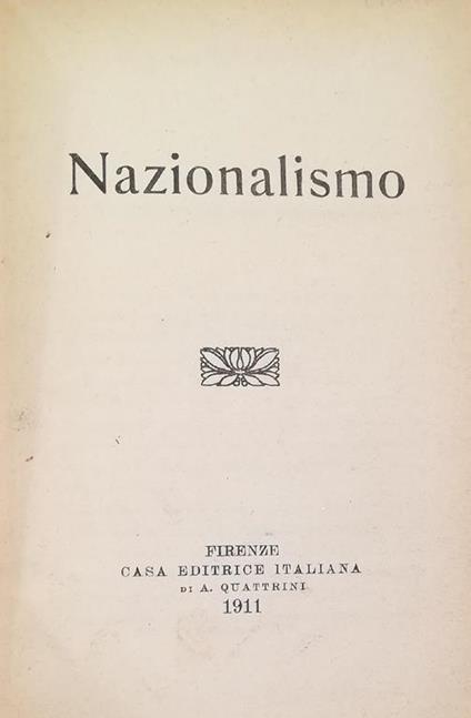 Nazionalismo - Italo Romani - copertina