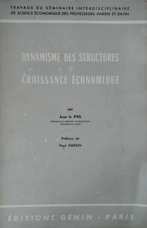 Dynamisme Des Structures Et Croissance Economique - copertina