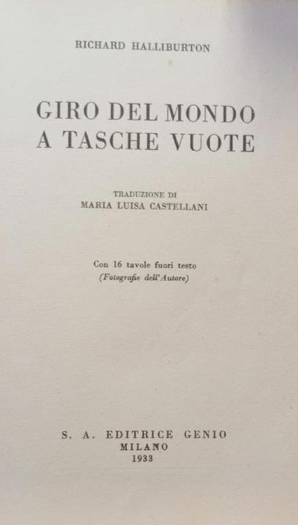 Giro Del Mondo A Tasche Vuote - Richard Halliburton - copertina