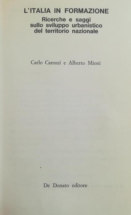 L' Italia In Formazione - Carlo Carozzi - copertina