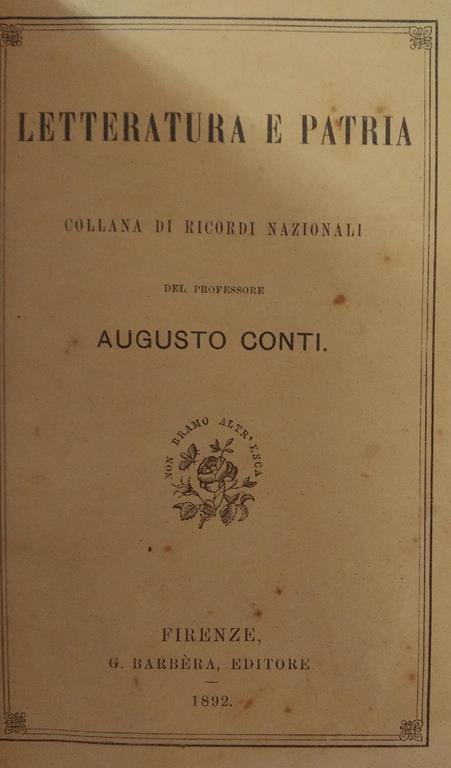 Letteratura E Patria - Augusto Conti - copertina