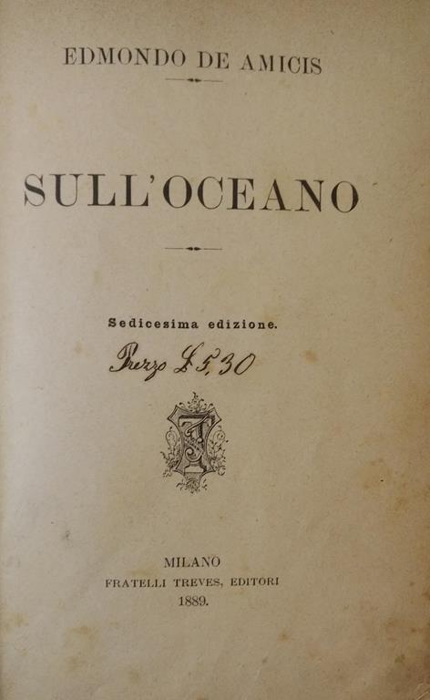 Sull'Oceano - Edmondo De Amicis - copertina