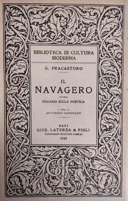 Il Navagero Ovvero Dialogo Sulla Poetica - Girolamo Fracastoro - copertina
