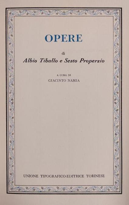 Opere - Albio Tibullo - copertina