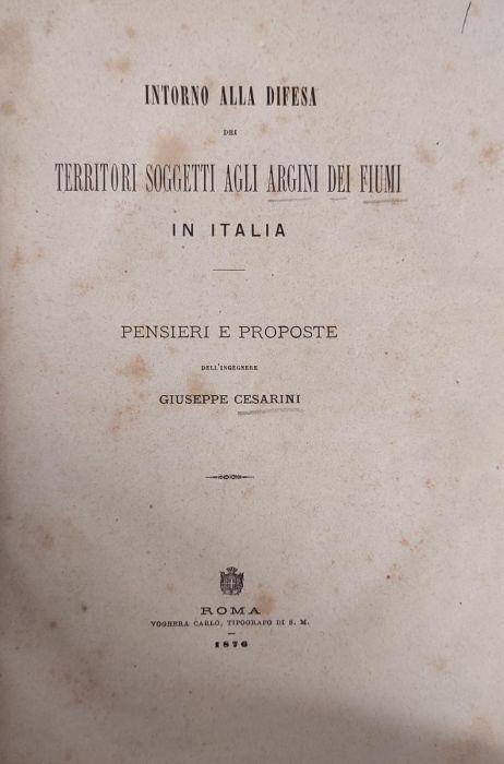 Intorno Alla Difesa Dei Territori Soggetti Agli Argini Dei Fiumi In Italia - Giuseppe Casarini - copertina