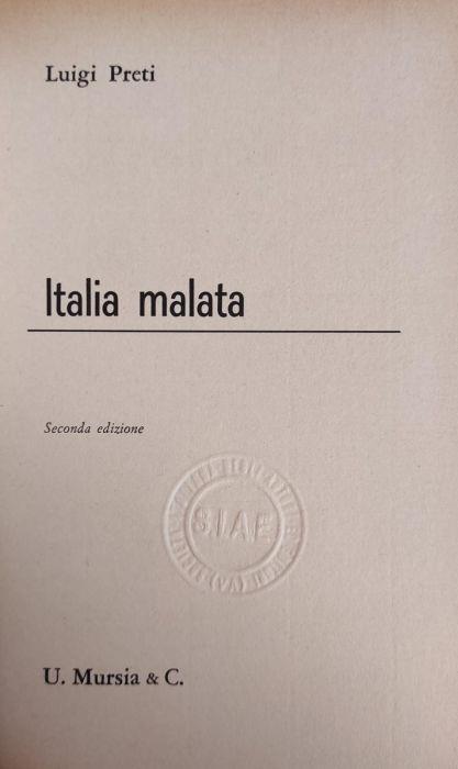 Italia Malata - Luigi Preti - copertina