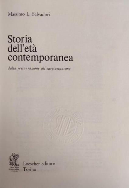 Storia Dell'Eta' Contemporanea - Massimo L. Salvadori - copertina