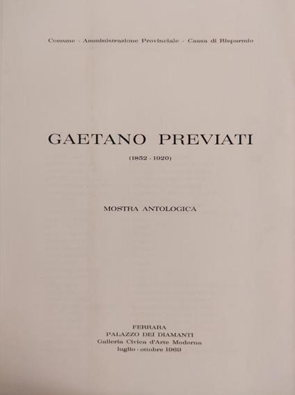 Gaetano Previati (1852 - 1920) Di: S. A. - copertina
