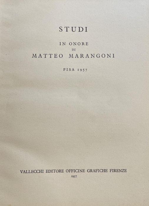 Studi In Onore Di Matteo Marangoni - copertina