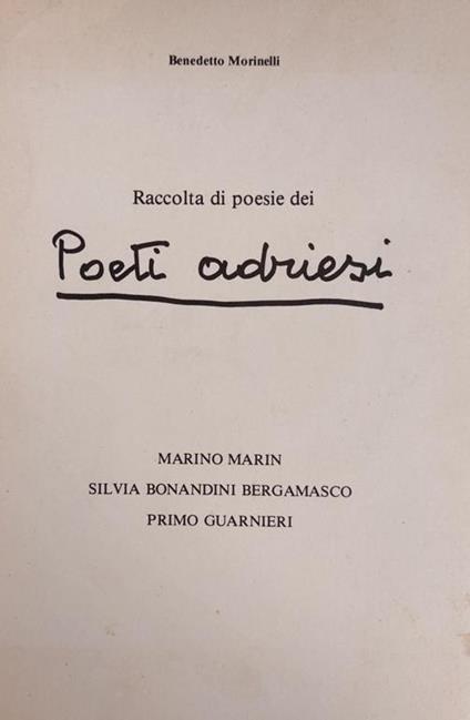 Raccolta Di Poesie Dei Poeti Adriesi - Benedetto Morinelli - copertina