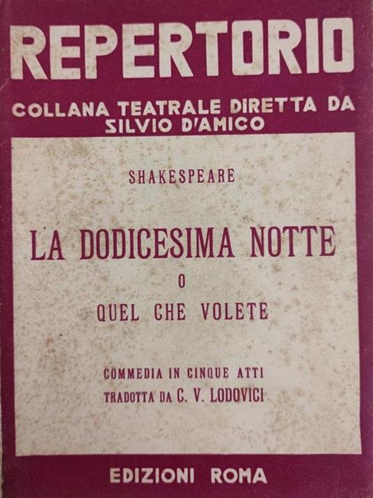 La Dodicesima Notte O Quel Che Volete - William Shakespeare - copertina