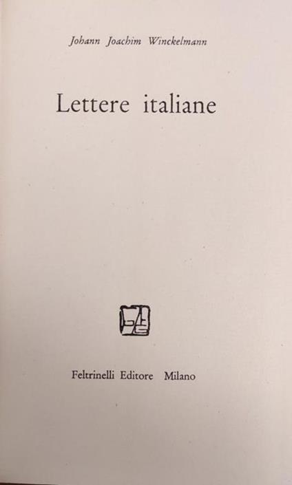 Lettere Italiane - Johann Joachim Winckelmann - copertina