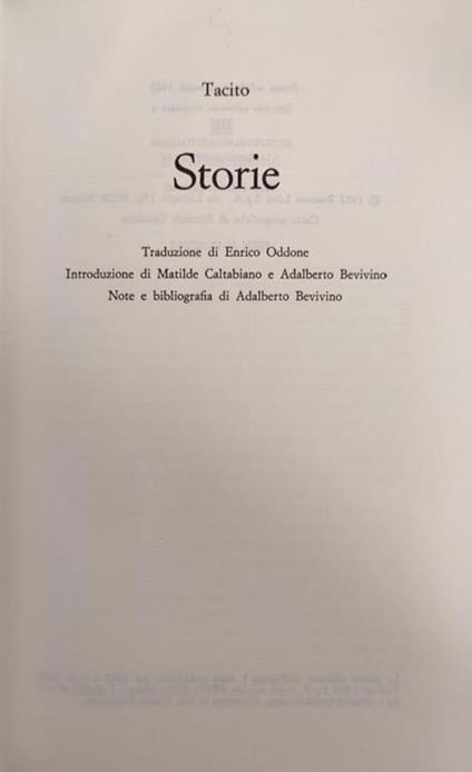 Storie - P. Cornelio Tacito - copertina