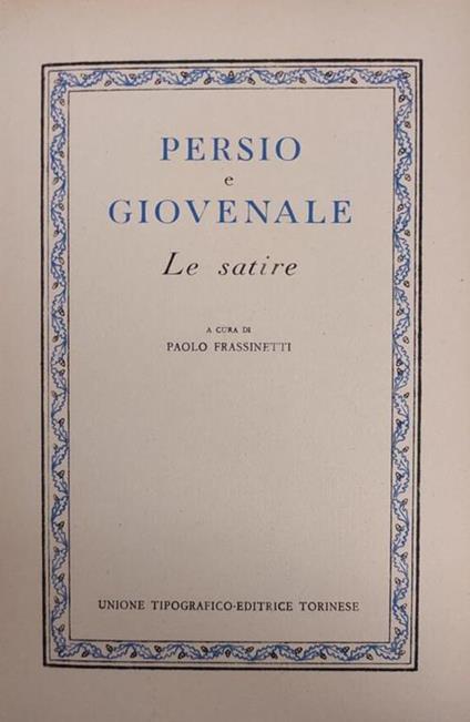 Le Satire - A. Flacco Persio - copertina