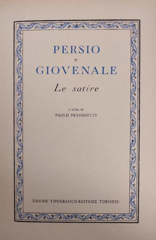 Le Satire - A. Flacco Persio - copertina