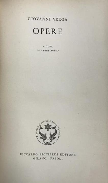 Opere - Giovanni Verga - copertina
